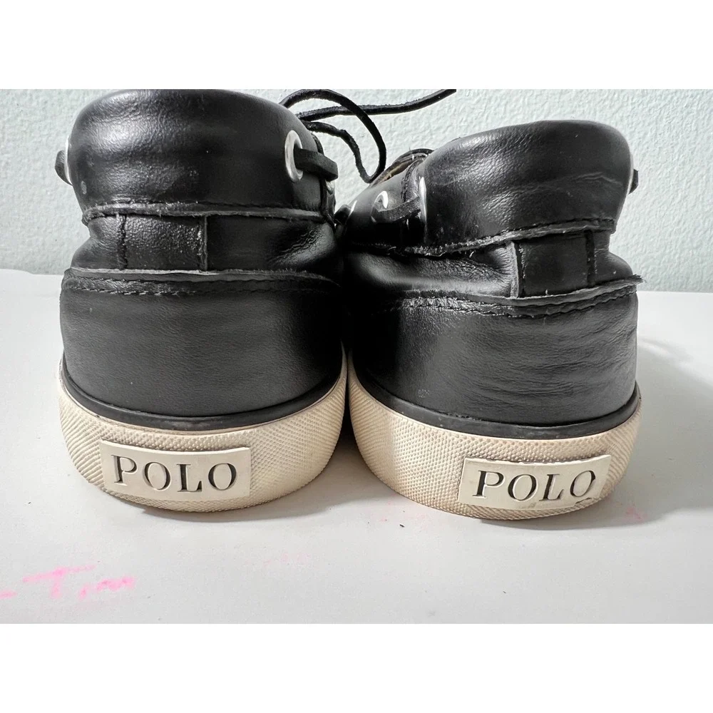 Polo Ralph Lauren‎ Mens Size 12 D Sander Leather Casual Loafers Boat Black Shoes